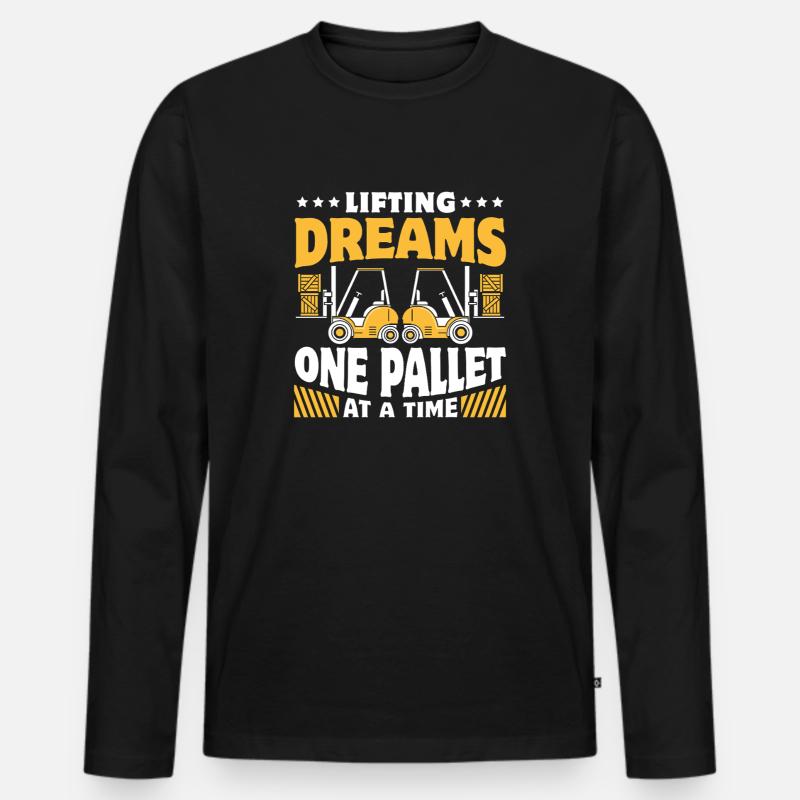 Staplerfahrer Englisch Spruch Stapler - Männer Premium Bio Langarmshirt - Schwarz