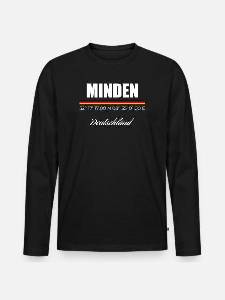 Minden - Männer Premium Bio Langarmshirt - Schwarz