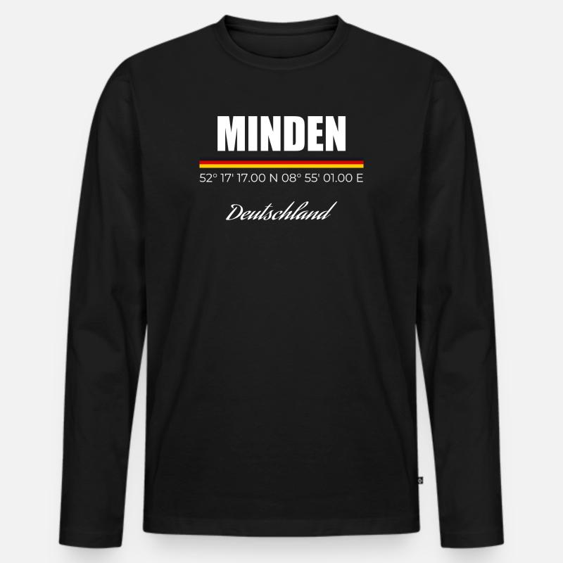 Minden - Männer Premium Bio Langarmshirt - Schwarz
