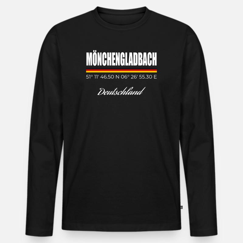 Mönchengladbach - Männer Premium Bio Langarmshirt - Schwarz