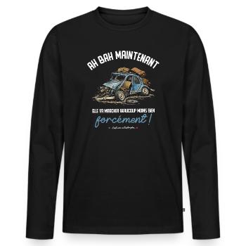 Elle va marcher beaucoup moins bien forcement... - T-shirt manches longues Premium bio Homme - noir - Devant - Nico (187cm)
