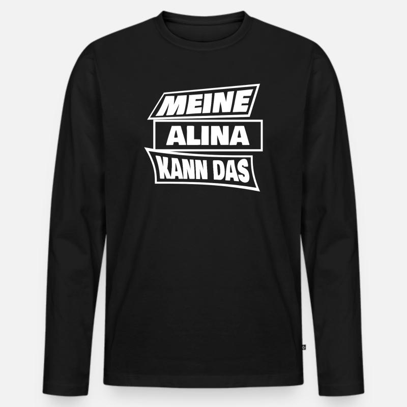 Alina als Sprueche - Männer Premium Bio Langarmshirt - Schwarz