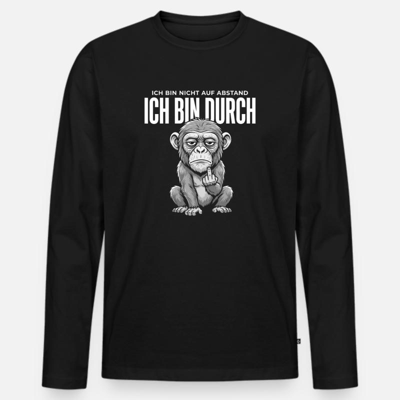 Affe Mittelfinger – Ich bin durch - Männer Premium Bio Langarmshirt - Schwarz
