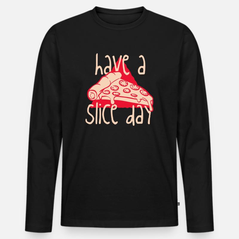 Hab einen Slice Day - Männer Premium Bio Langarmshirt - Schwarz