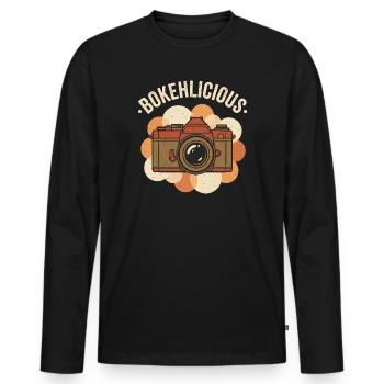 Bokehlicious - Motif d’appareil photo rétro - T-shirt manches longues Premium bio Homme - noir - Devant - Nico (187cm)