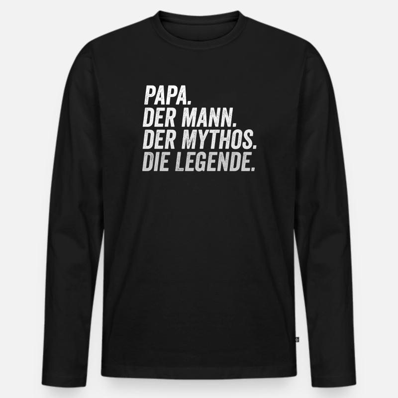 Papa Mann Mythos Legende - Männer Premium Bio Langarmshirt - Schwarz