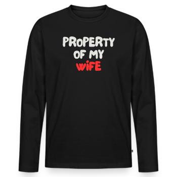 Propriété de ma femme - T-shirt manches longues Premium bio Homme - noir - Devant - Nico (187cm)