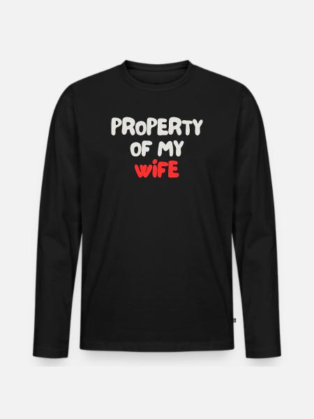 Eigentum meiner Frau - Männer Premium Bio Langarmshirt - Schwarz