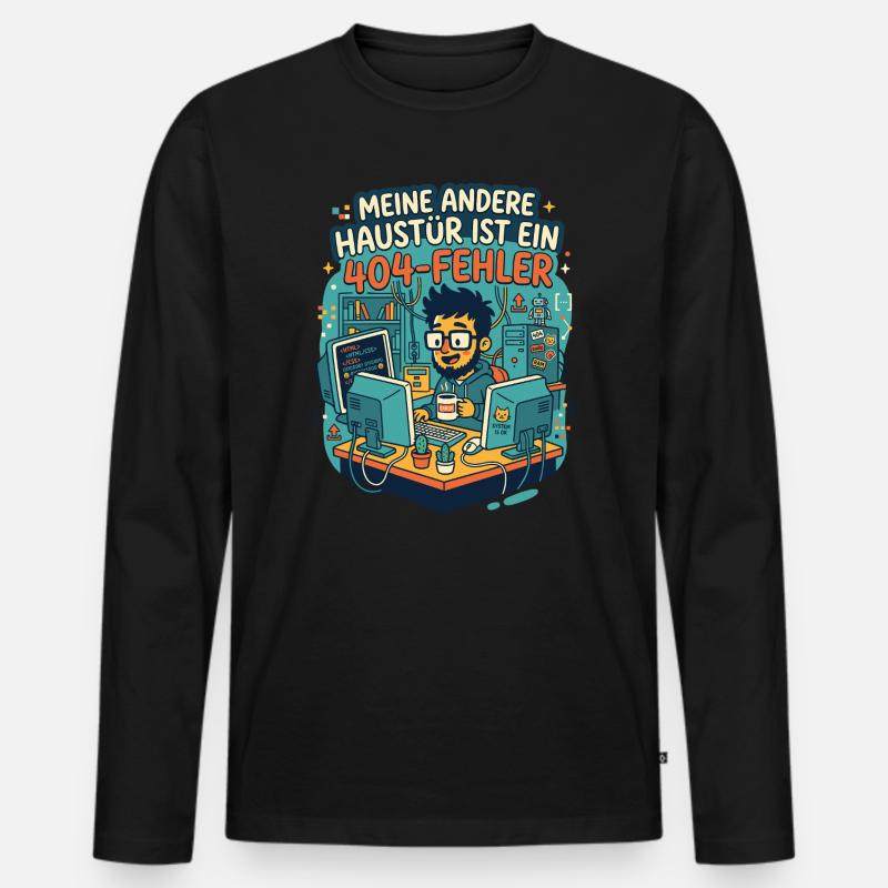 Programmierer 404 Fehler Humor - Männer Premium Bio Langarmshirt - Schwarz