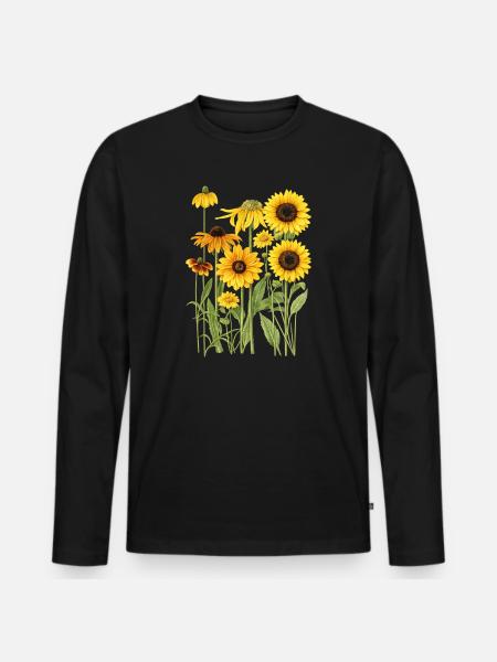 Yellow Sunflowers Flowers Sunflower Graphics - Men's Premium Organic Long Sleeve Shirt - black