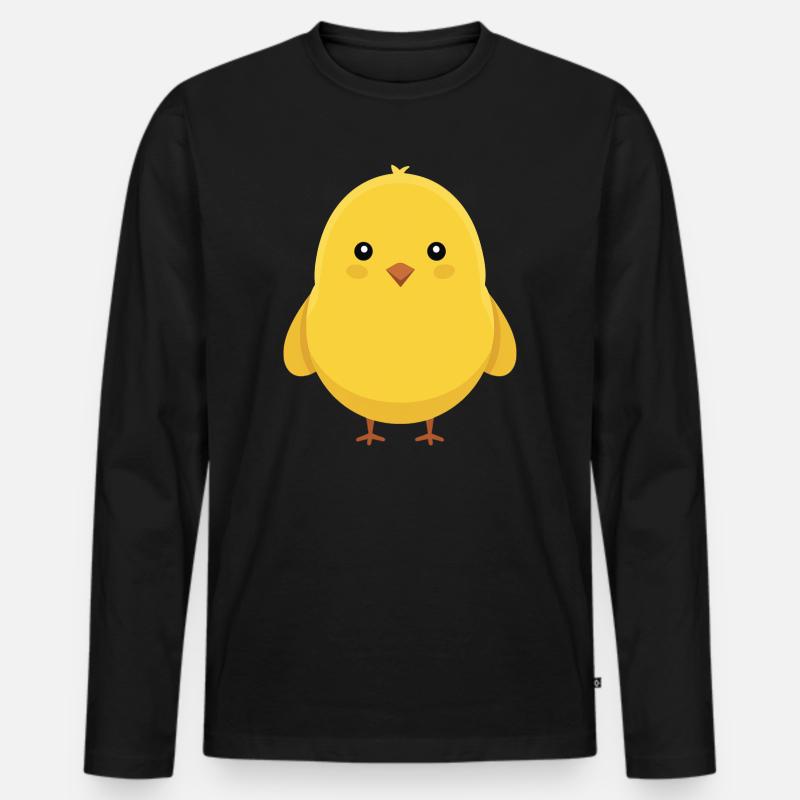 Küken - Männer Premium Bio Langarmshirt - Schwarz