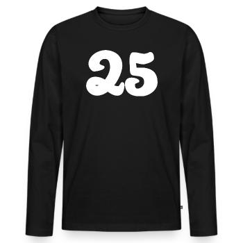 25. 25 ANS. 25e ANNIVERSAIRE. ANNIVERSAIRE 25 ANS. - T-shirt manches longues Premium bio Homme - noir - Devant - Nico (187cm)