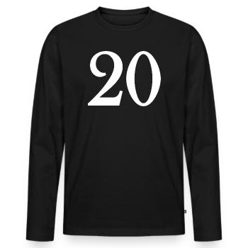 20. 20e ANNIVERSAIRE. ANNIVERSAIRE 20 ANS. 20 ANS. - T-shirt manches longues Premium bio Homme - noir - Devant - Nico (187cm)