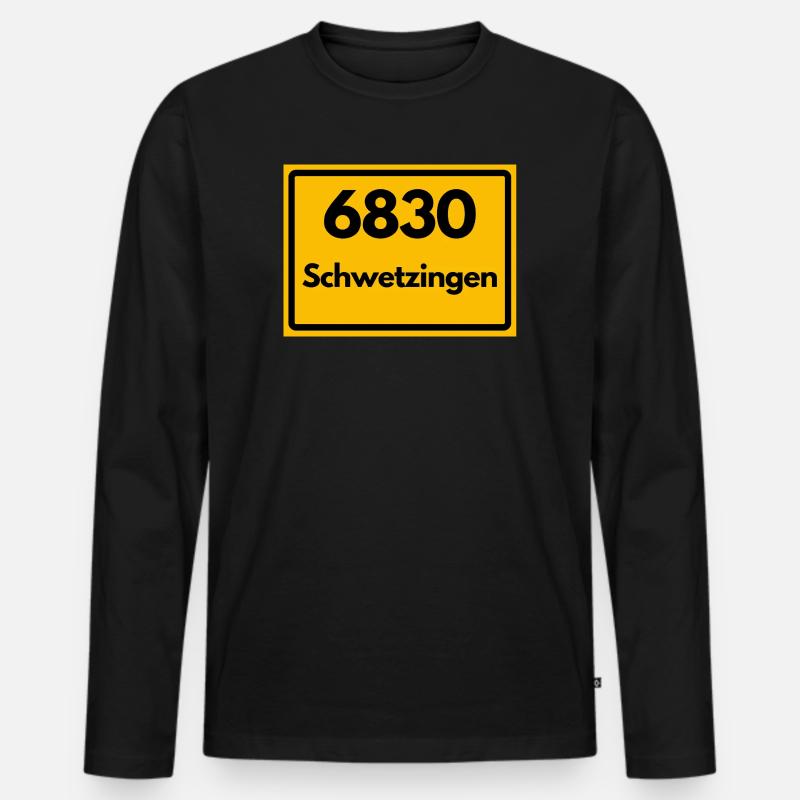 ALTE POSTLEITZAHL PLZ RETRO 6830 SCHWETZINGEN  - Männer Premium Bio Langarmshirt - Schwarz