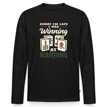 It's Mahjong Time - Men's Premium Organic Long Sleeve Shirt - black - Front - Nico (187cm)