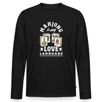 It's Mahjong Time - Men's Premium Organic Long Sleeve Shirt - black - Front - Nico (187cm)