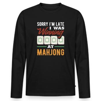 It's Mahjong Time - Men's Premium Organic Long Sleeve Shirt - black - Front - Nico (187cm)
