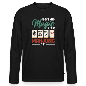 It's Mahjong Time - Men's Premium Organic Long Sleeve Shirt - black - Front - Nico (187cm)