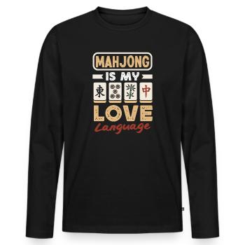 It's Mahjong Time - Men's Premium Organic Long Sleeve Shirt - black - Front - Nico (187cm)