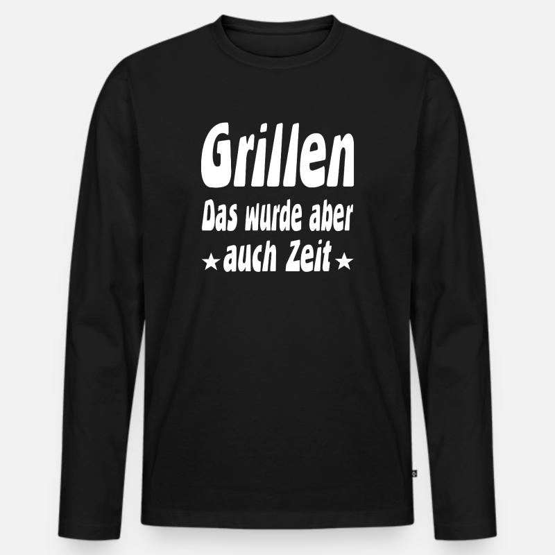 Grillen - Männer Premium Bio Langarmshirt - Schwarz