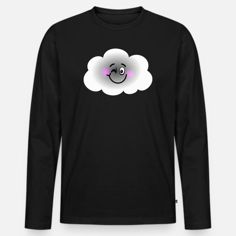 Glückliche Wolke - Männer Premium Bio Langarmshirt - Schwarz