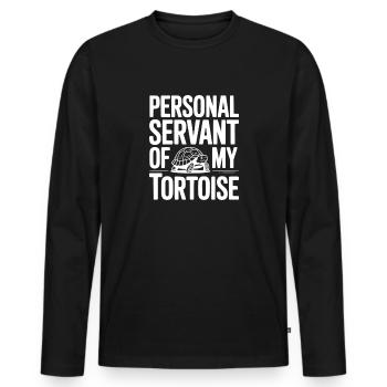 Serviteur personnel de ma tortue - T-shirt manches longues Premium bio Homme - noir - Devant - Nico (187cm)