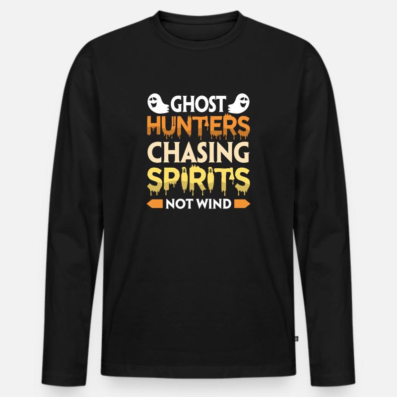 Geisterjäger Halloween Englisch Spruch - Männer Premium Bio Langarmshirt - Schwarz