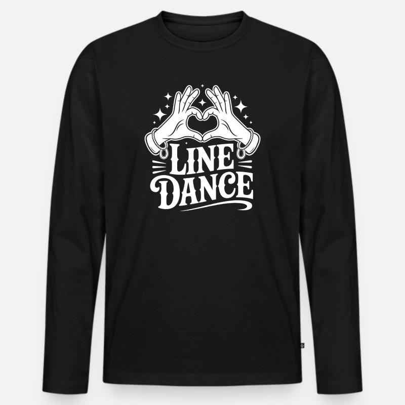 Line Dance Liebe - Männer Premium Bio Langarmshirt - Schwarz