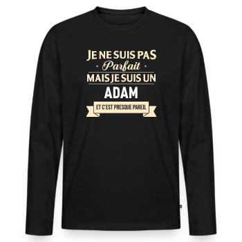 Je Ne Suis Pas Parfait Mais Je Suis Un Adam Et ... - T-shirt manches longues Premium bio Homme - noir - Devant - Nico (187cm)