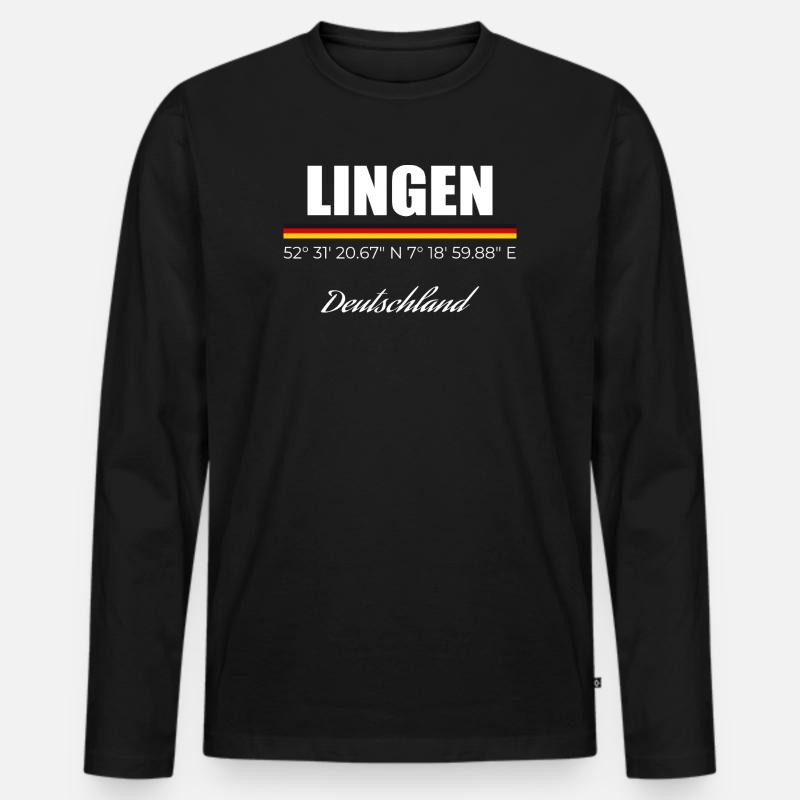 Lingen - Männer Premium Bio Langarmshirt - Schwarz