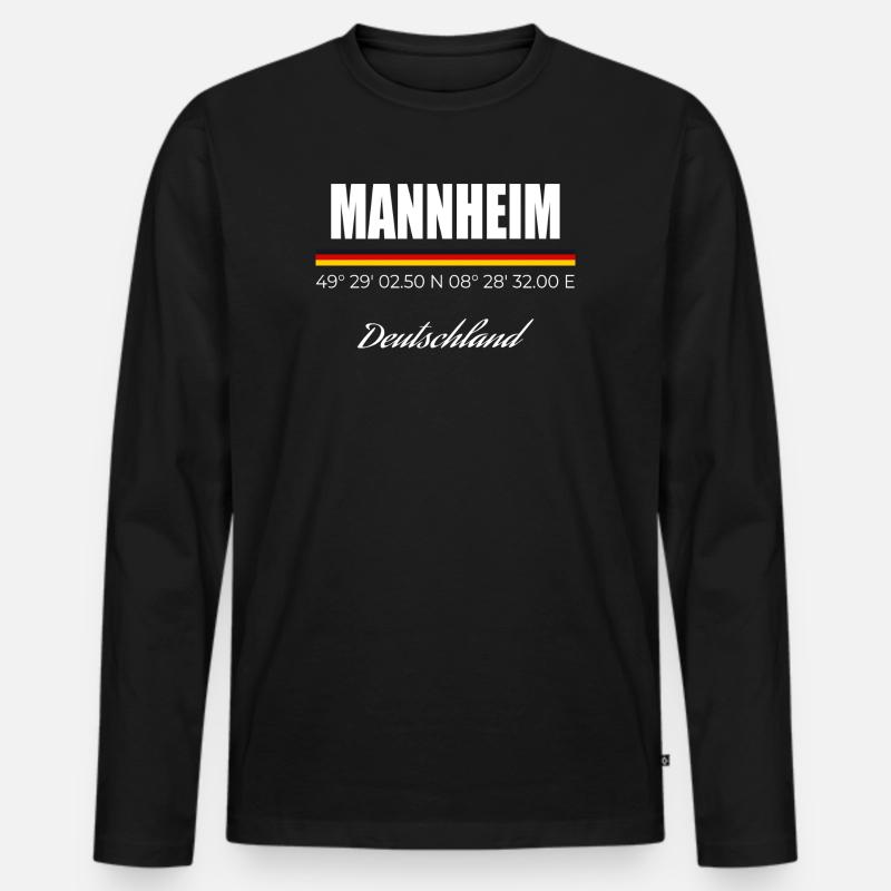 Mannheim - Männer Premium Bio Langarmshirt - Schwarz