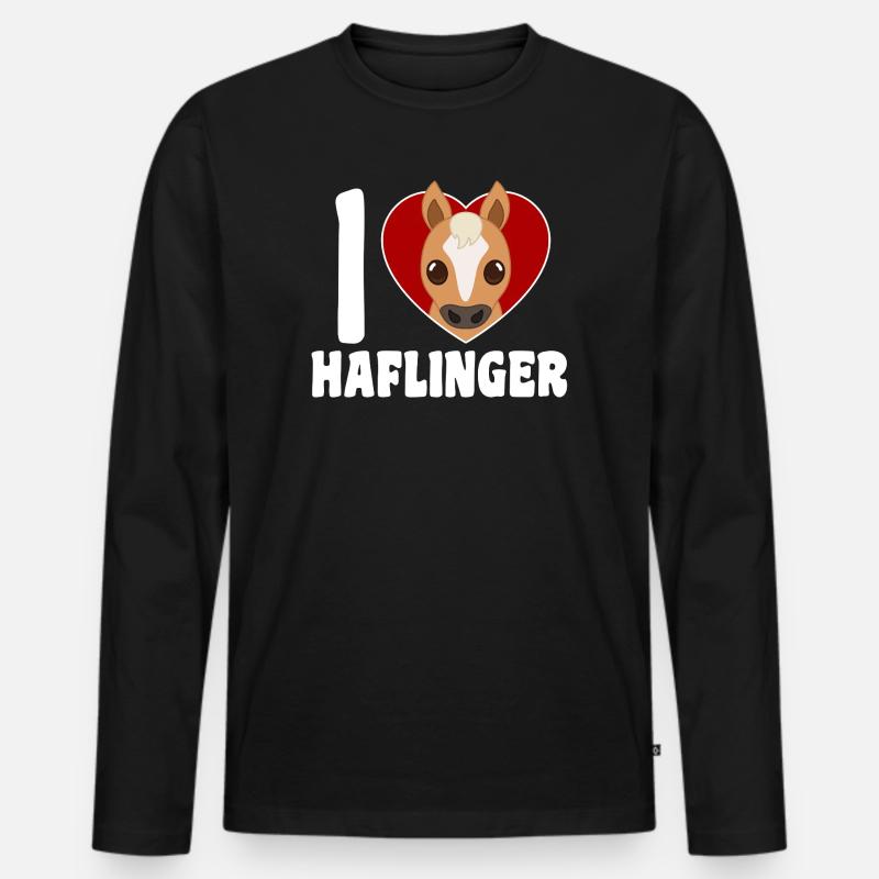 Ich liebe Haflinger - Herz - Männer Premium Bio Langarmshirt - Schwarz