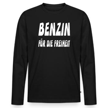 Benzin - Männer Premium Bio Langarmshirt - Schwarz - Vorne - Nico (187cm)