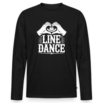 Line Dance Heart Hands Logo - Men's Premium Organic Long Sleeve Shirt - black - Front - Nico (187cm)