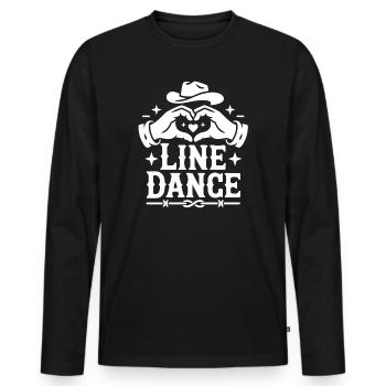 Line Dance Herzform Cowboy Stil - Männer Premium Bio Langarmshirt - Schwarz - Vorne - Nico (187cm)