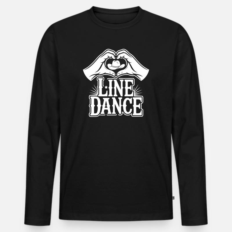 Handherz Line Dance - Männer Premium Bio Langarmshirt - Schwarz