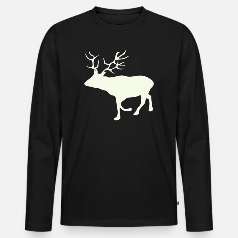 Hirsch Reh - Männer Premium Bio Langarmshirt - Schwarz