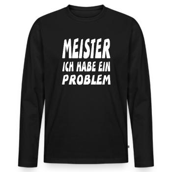 Meister - Männer Premium Bio Langarmshirt - Schwarz - Vorne - Nico (187cm)