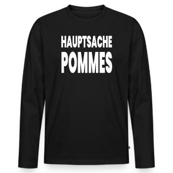 Pommes - Männer Premium Bio Langarmshirt - Schwarz - Vorne - Nico (187cm)
