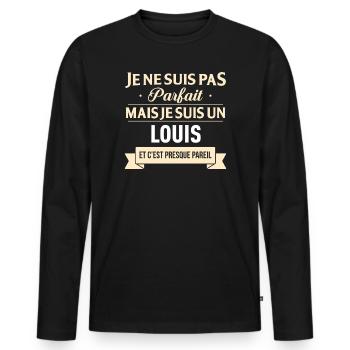 Je Ne Suis Pas Parfait Mais Je Suis Un Louis Et... - T-shirt manches longues Premium bio Homme - noir - Devant - Nico (187cm)