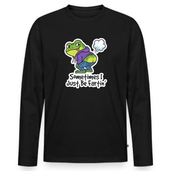 Giggle Frog Hoodie Saying - Men's Premium Organic Long Sleeve Shirt - black - Front - Nico (187cm)