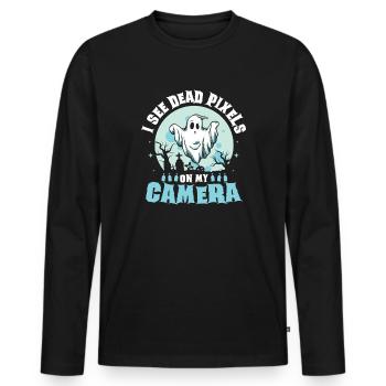 Dicton anglais d’Halloween de Chasseur de Fantômes - T-shirt manches longues Premium bio Homme - noir - Devant - Nico (187cm)