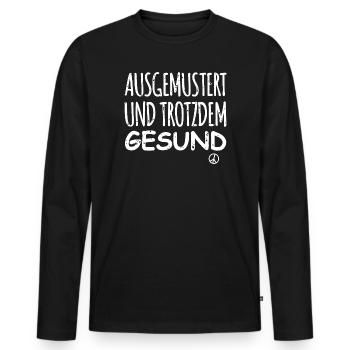 Peace Spruch Gegen Krieg - Männer Premium Bio Langarmshirt - Schwarz - Vorne - Nico (187cm)