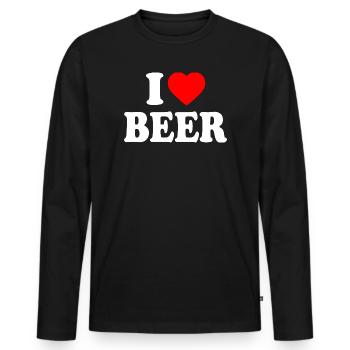 I Love Beer - Männer Premium Bio Langarmshirt - Schwarz - Vorne - Nico (187cm)