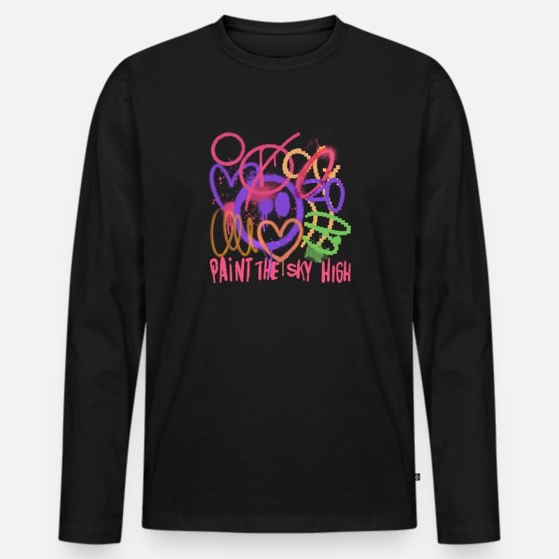 Graffiti Sky - Männer Premium Bio Langarmshirt - Schwarz