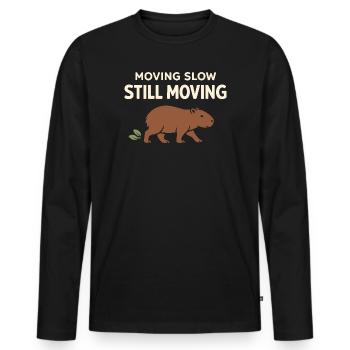 Un joli capybara anti-stress, sans stress, - T-shirt manches longues Premium bio Homme - noir - Devant - Nico (187cm)