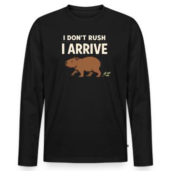 Un joli capybara anti-stress, sans stress, - T-shirt manches longues Premium bio Homme - noir - Devant - Nico (187cm)