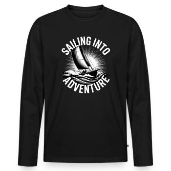 Régate Voile Chemise Voilier Yacht Équipage - T-shirt manches longues Premium bio Homme - noir - Devant - Nico (187cm)