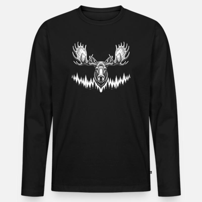 Elch - Männer Premium Bio Langarmshirt - Schwarz
