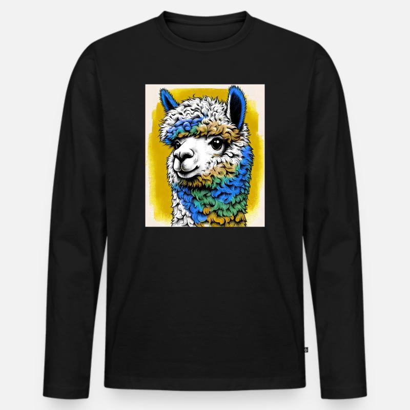 Alpaka - Männer Premium Bio Langarmshirt - Schwarz